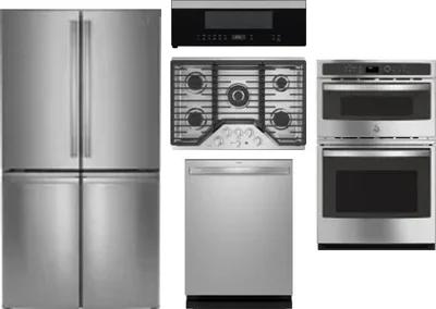 5 Piece Package Includes Refrigerator, Cooktop, Wall Oven, Microwave And Dishwasher
